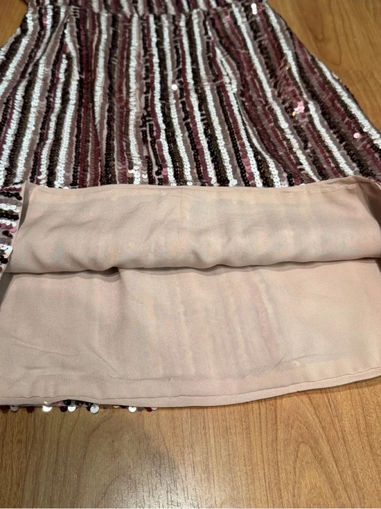 BCBGAMAXAZRIA Women’s Multi Color Sequin V-Neck Stripped Wrap Dress Size 2 - Picture 6 of 11